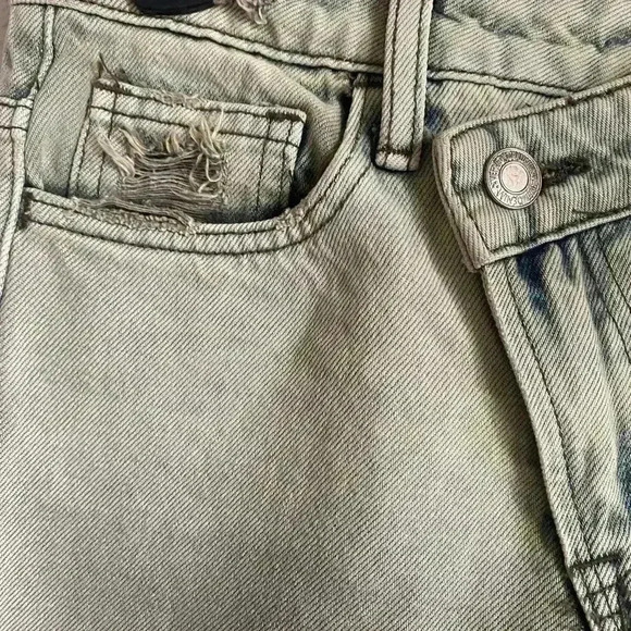 VERVET Super High Rise Criss Cross Waistband Crop Straight Jeans Olive Wash 25 - Picture 10 of 15